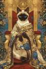 Siamese Cat on Throne.  (AI Generated) Art Print